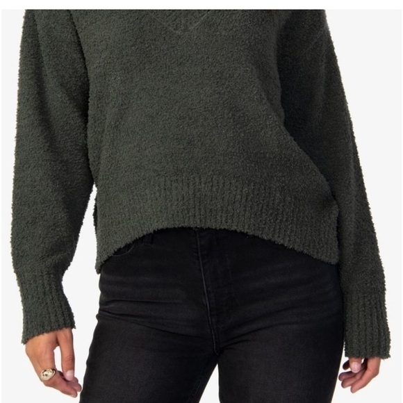 Sanctuary Women's Green forest Long-Sleeve V-Neck Sweatshirt Sweater XXS - Picture 3 of 10